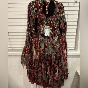 Alexander McQueen Red and Gold Floral Dress